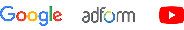 Logos renommierter Medienpartner von FirmenABC: Google, Adform, YouTube